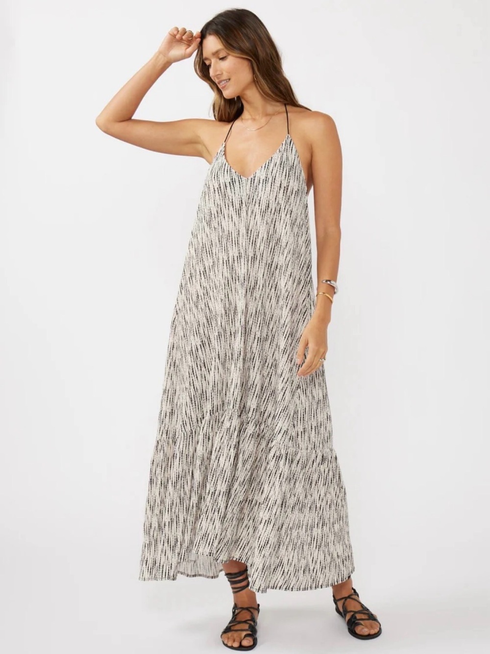 LOVESTITCH Mindy Backless Maxi Dress Skye Dawn Zebra Print Sz M/L - Picture 1 of 10